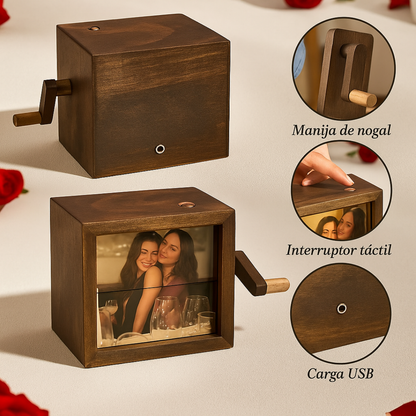 Álbum de fotos con manivela